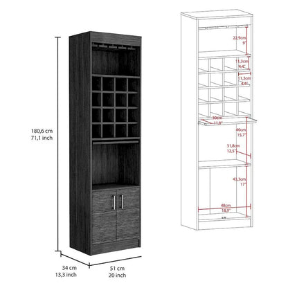 Bar Cabinet for Kitchen, Dining Room,Living Room, Smokey Oak