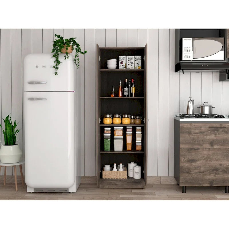 Storage Cabinet Pipestone, Five Shelves, Dark Brown / Black Wengue Finish,High quality and durable