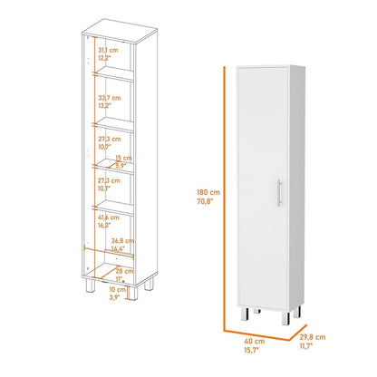 Storage Cabinet Buccan, Five Shelves, White Finish,High quality and durable