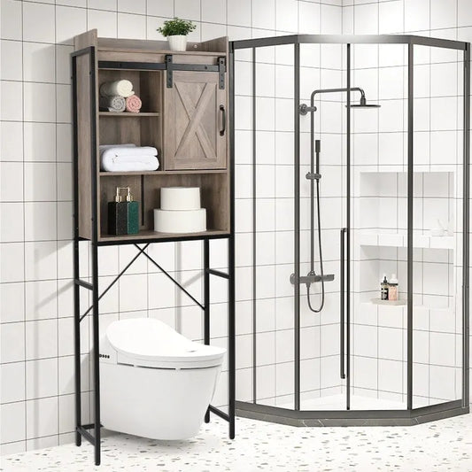 MDF With Triamine Iron Frame Sliding Door Three-Layer Rack Bathroom Cabinet