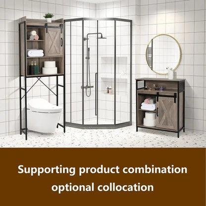 MDF With Triamine Iron Frame Sliding Door Three-Layer Rack Bathroom Cabinet