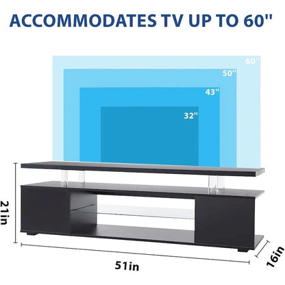 Center Media Storage Console Table with Large Side Cabinet for Living Room - White