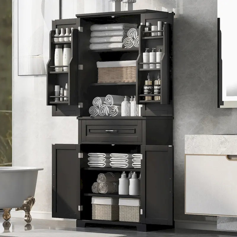 Bathroom Storage Cabinet with Doors and Drawer, Multiple Storage Space, Adjustable Shelf