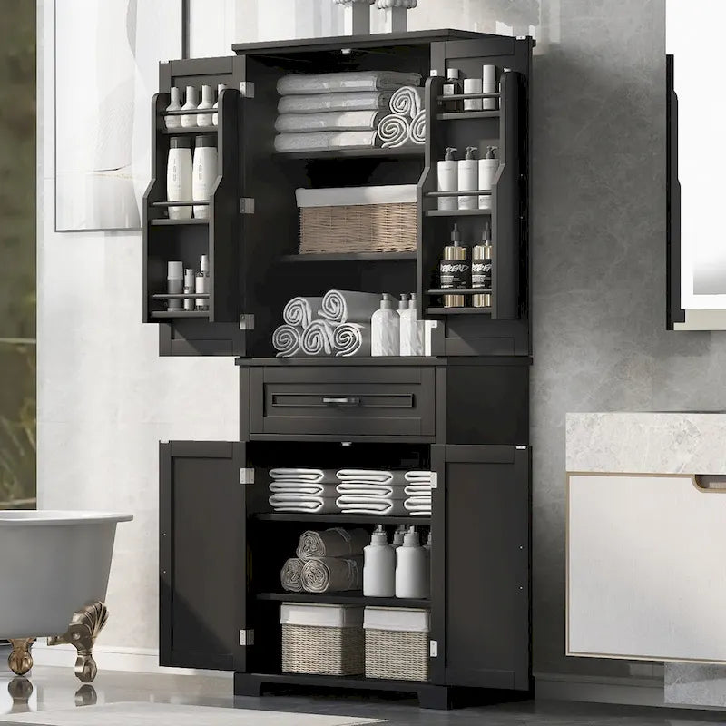 Bathroom Storage Cabinet with Doors and Drawer, Multiple Storage Space, Adjustable Shelf