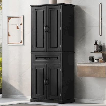 Bathroom Storage Cabinet with Doors and Drawer, Multiple Storage Space, Adjustable Shelf