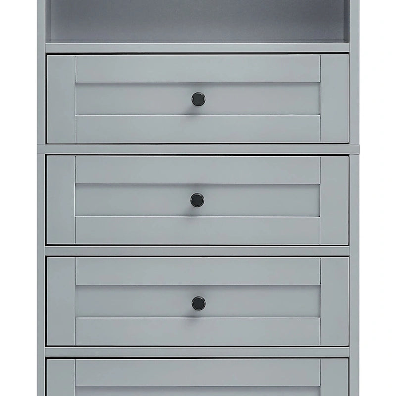 Classic Bathroom Storage Cabinet with an Open Shelf, 3 Drawers and a Cabinet