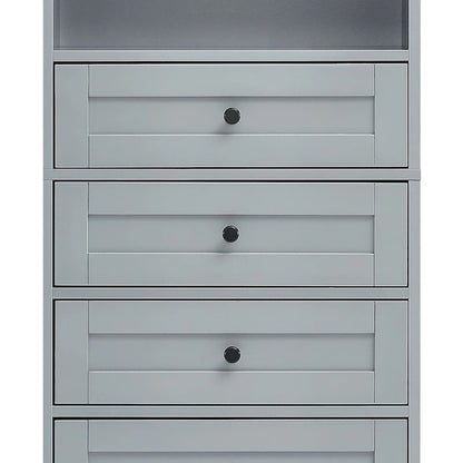 Classic Bathroom Storage Cabinet with an Open Shelf, 3 Drawers and a Cabinet
