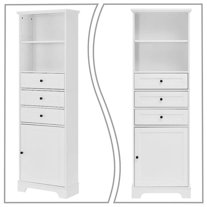 Classic Bathroom Storage Cabinet with an Open Shelf, 3 Drawers and a Cabinet