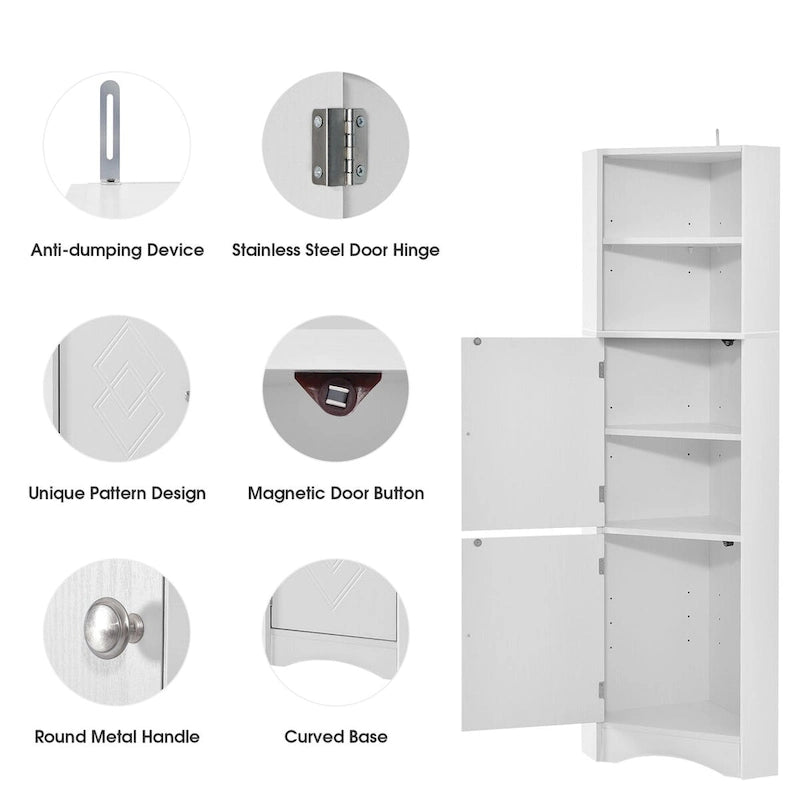 61 H Bathroom Storage Cabinet, Freestanding Bathroom Cabinet with Open Storage Bathroom Floor Cabinet