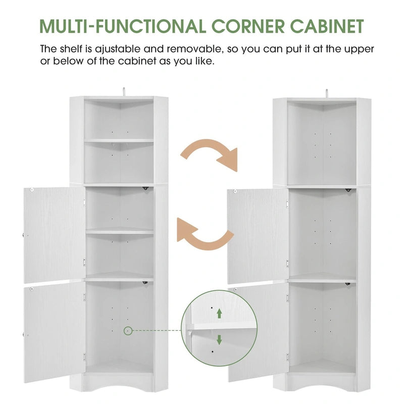 61 H Bathroom Storage Cabinet, Freestanding Bathroom Cabinet with Open Storage Bathroom Floor Cabinet