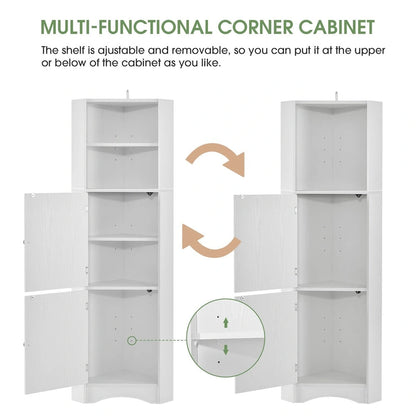 61 H Bathroom Storage Cabinet, Freestanding Bathroom Cabinet with Open Storage Bathroom Floor Cabinet