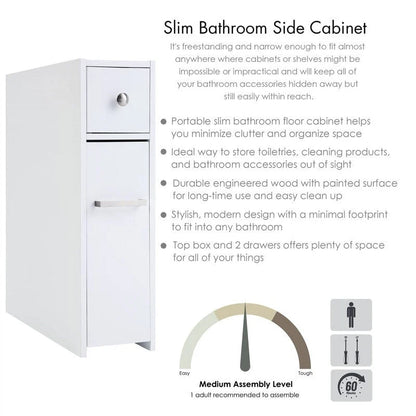 Home Slim Bathroom Storage Cabinet - 19.69D x 6.45W x 22.83H