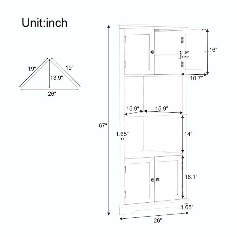 Tall Bathroom Storage Cabinet with Adjustable Shelf