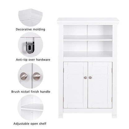 Freestanding Bathroom Cabinet with Doors and Adjustable Shelf - 11.81D x 23.62W x 37.2H