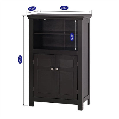 Freestanding Bathroom Cabinet with Doors and Adjustable Shelf - 11.81D x 23.62W x 37.2H