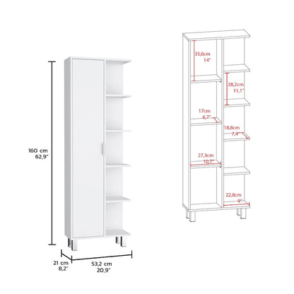 63-inch High Bathroom Cabinet Storage Cabinet with Four Open Shelves