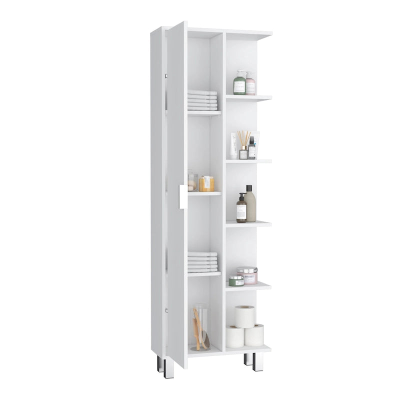 63-inch High Bathroom Cabinet Storage Cabinet with Four Open Shelves
