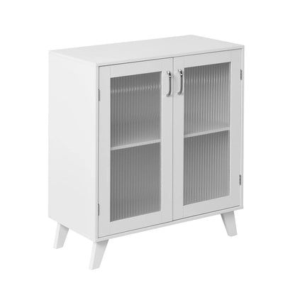 Modern Bathroom Storage Cabinet with 2 Glass Doors