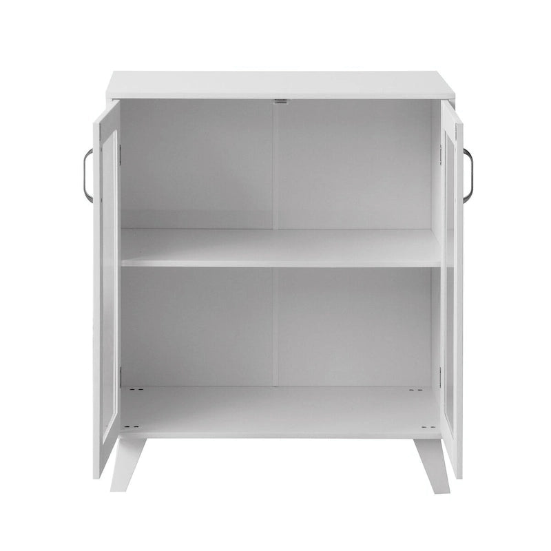 Modern Bathroom Storage Cabinet with 2 Glass Doors