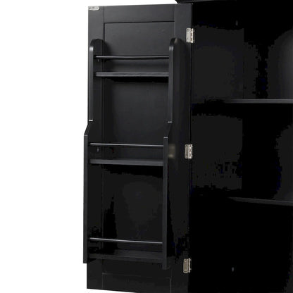 Bathroom Storage Cabinet with Doors and Drawer, Multiple Storage Space, Adjustable Shelf, Black
