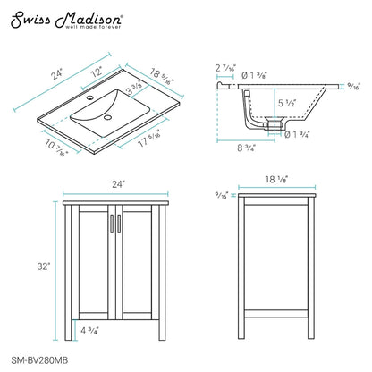 Avallon 24 Bathroom Vanity in Matte Black