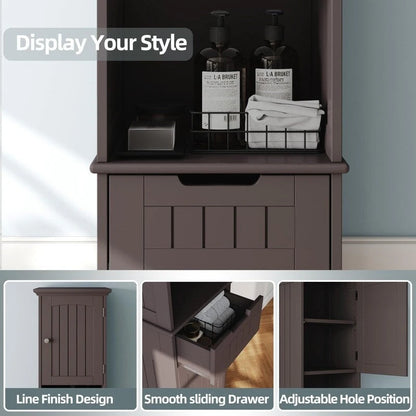 67 Tall Bathroom Storage Cabinet - 11.81D x 15.7W x 66.9H