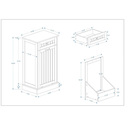 One Drawers and One-Compartment Tilt-Out Trash Cabinet Kitchen Trash Cabinet-White