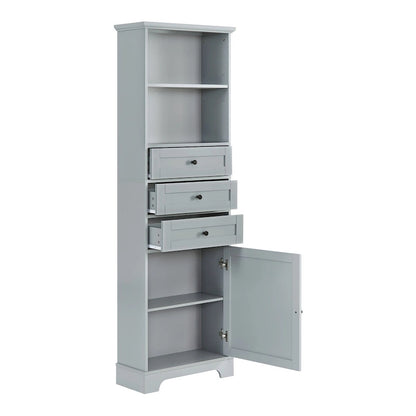 68Tall Storage Cabinet with 3 Drawers and Adjustable Shelves for Bathroom, Kitchen and Living Room