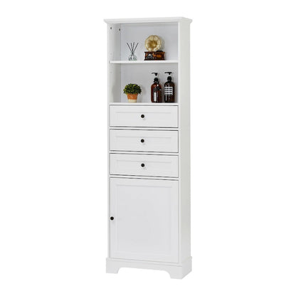 68Tall Storage Cabinet with 3 Drawers and Adjustable Shelves for Bathroom, Kitchen and Living Room