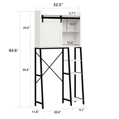 Bathroom Over The Toilet Storage Cabinet With Sliding Barn and Shelves - N/A