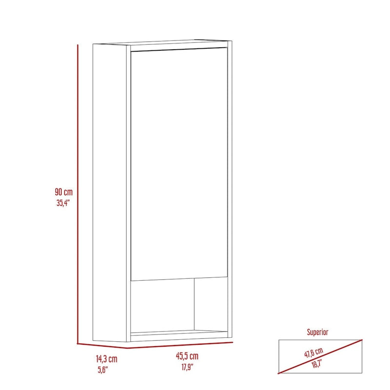 Medicine Cabinet Irvine, One External Shelf, White Finish,High quality and durable