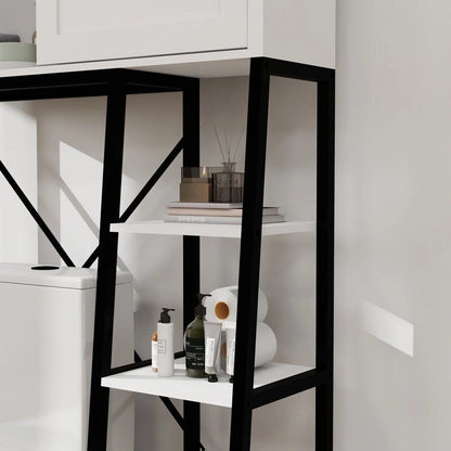 Grondin Mid-Cen tury Modern Style Over-the-Toilet Bathroom Storage Cabinet, Barn Door Wooden Bathroom Organizer Space Saver Rack