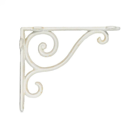 Set Of 2 Antique White Scroll Bracket