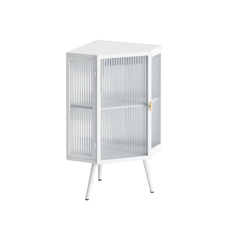 Grondin Modern Style 22.25 Bathroom Corner Storage Cabinet with Tempered Glass Doors and Interior Adjustable Shelf