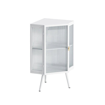 Grondin Modern Style 22.25 Bathroom Corner Storage Cabinet with Tempered Glass Doors and Interior Adjustable Shelf