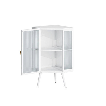 Grondin Modern Style 22.25 Bathroom Corner Storage Cabinet with Tempered Glass Doors and Interior Adjustable Shelf
