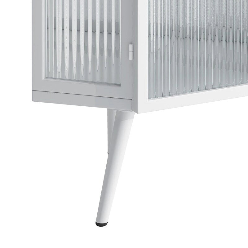 Grondin Modern Style 22.25 Bathroom Corner Storage Cabinet with Tempered Glass Doors and Interior Adjustable Shelf