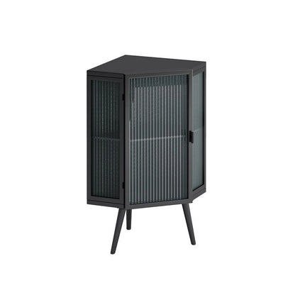 Grondin Modern Style 22.25 Bathroom Corner Storage Cabinet with Tempered Glass Doors and Interior Adjustable Shelf