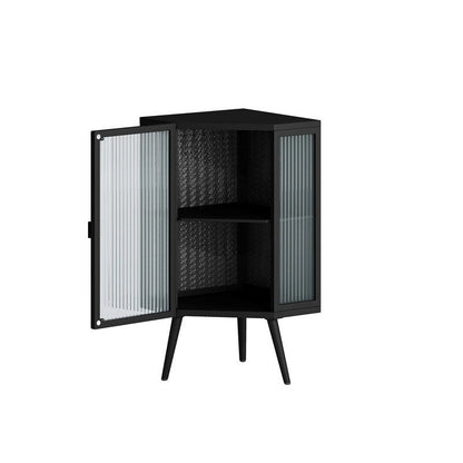 Grondin Modern Style 22.25 Bathroom Corner Storage Cabinet with Tempered Glass Doors and Interior Adjustable Shelf