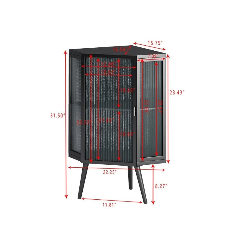 Grondin Modern Style 22.25 Bathroom Corner Storage Cabinet with Tempered Glass Doors and Interior Adjustable Shelf