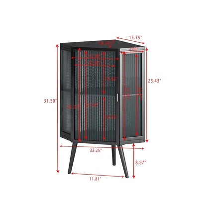 Grondin Modern Style 22.25 Bathroom Corner Storage Cabinet with Tempered Glass Doors and Interior Adjustable Shelf