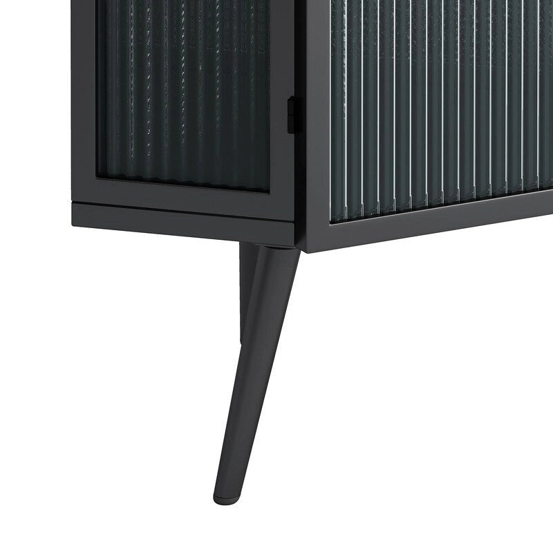Grondin Modern Style 22.25 Bathroom Corner Storage Cabinet with Tempered Glass Doors and Interior Adjustable Shelf