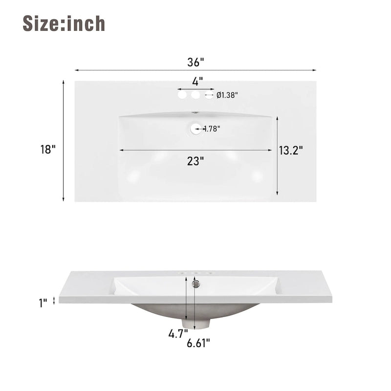 Bathroom Vanity Cabinet with Resin Integrated Sink