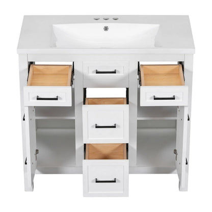 Bathroom Vanity Cabinet with Resin Integrated Sink