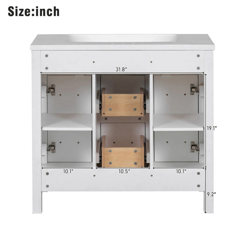 Bathroom Vanity Cabinet with Resin Integrated Sink