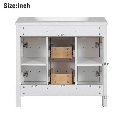 Bathroom Vanity Cabinet with Resin Integrated Sink