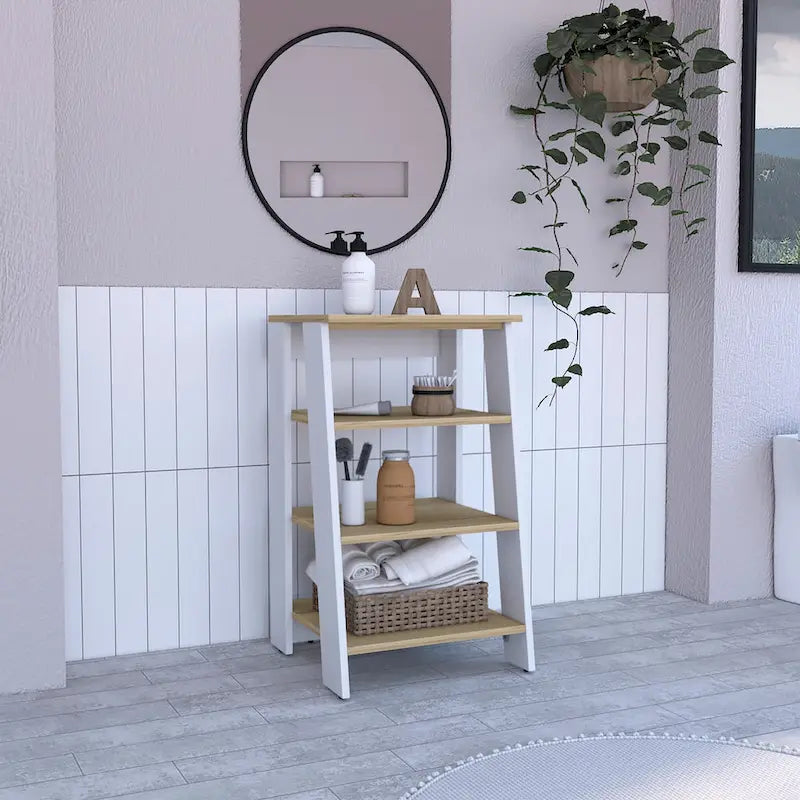 Colyn Linen Cabinet, Four Shelves, Vertical, Light Oak / WhiteHigh quality and durable