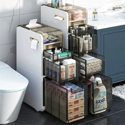 Bathroom Floor Cabinet 4-Tiers Free Standing Toilet Paper Holder - 16.14D x 6.9W x 37.91H