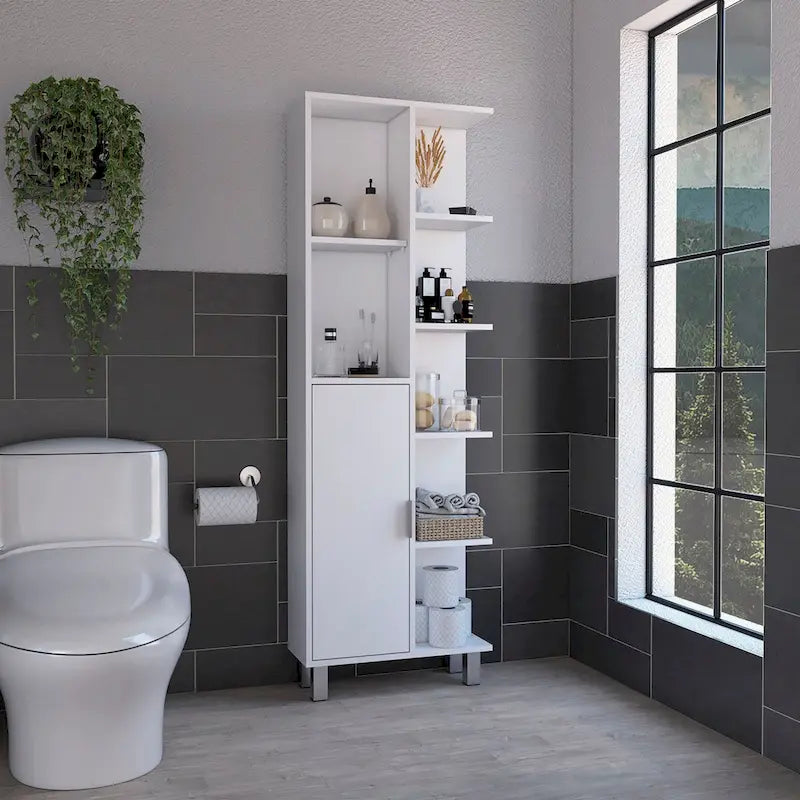 Crovie Linen 63-inch High Bathroom Cabinet Linen Storage