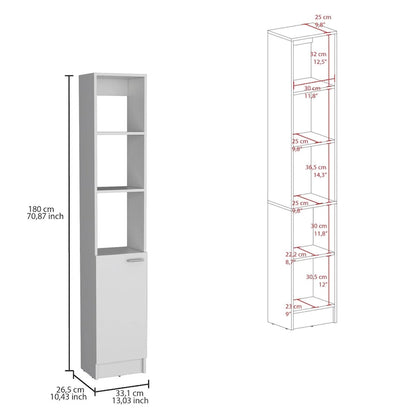 Bathroom Storage Cabinet with one Doors, Tall Bathroom Cabinet with 6 Shelves, for Bathroom, Living Room, Kitchen